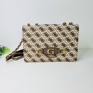 NWOT Guess Izzy Monogram Logo All Over Print Convertible Shoulder Bag